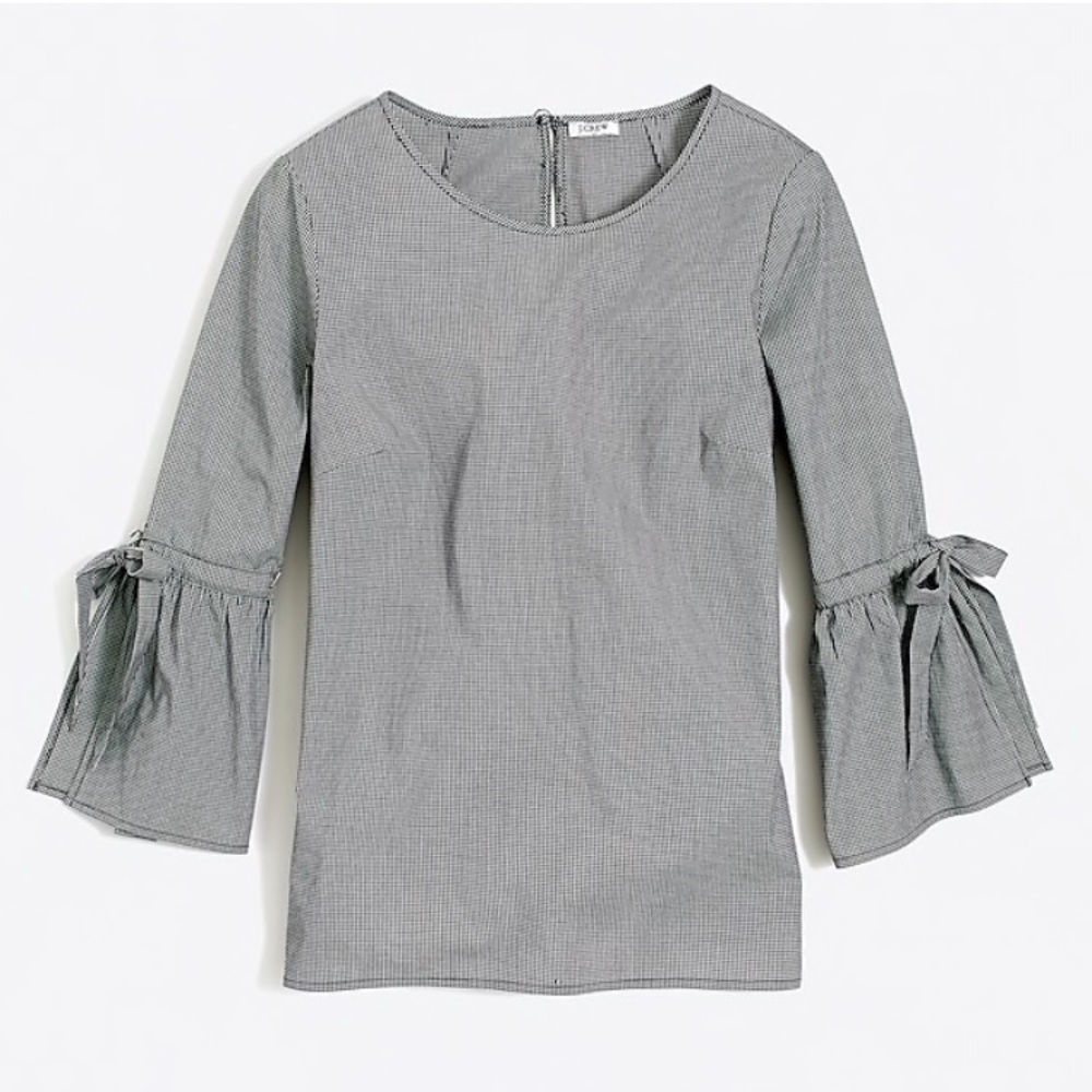 NWT J. Crew Bell-sleeve top in Microgingham